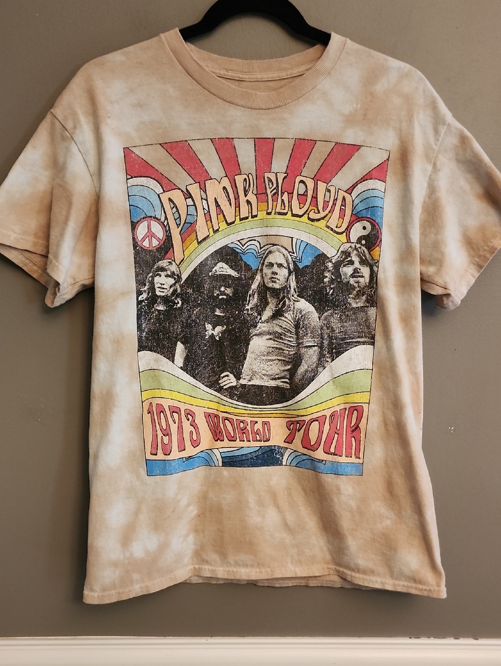 Pink Floyd 1973 World Tour Graphic Tee - Cream Tie-Dye
